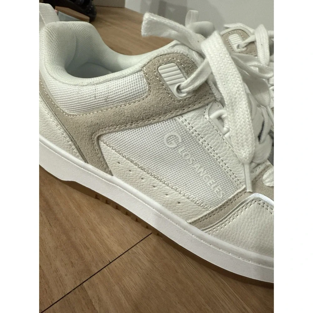 GBG Guess White Pavva Low-Top Sneakers Neutral Suede Mesh Panels Women Size 10‎